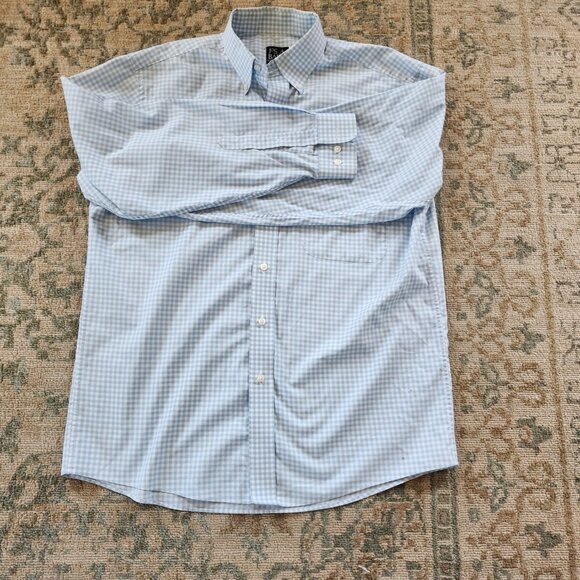 Jos a bank traveler collection button down collar solid dress shirt blue size M - Picture 9 of 12
